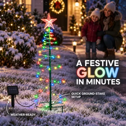 Solar Spiral Christmas Tree Lights with Star Topper