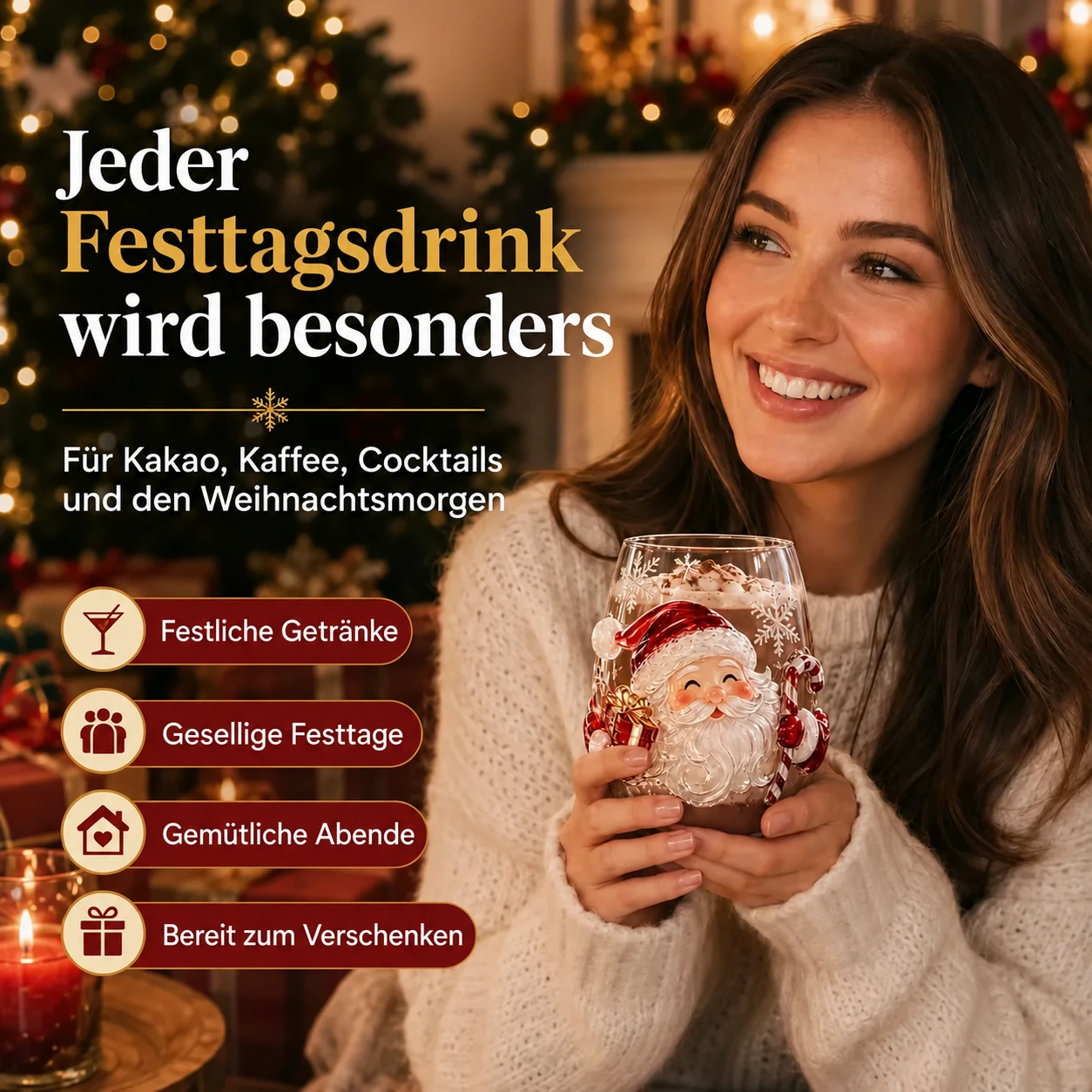Magische Weihnachtskollektion mit 3D-Kunstgläsern