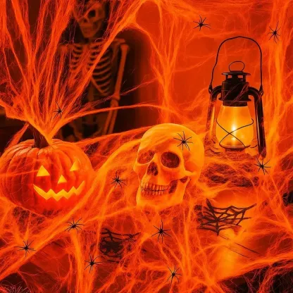 Stretchable Halloween Spider Web Decoration Set