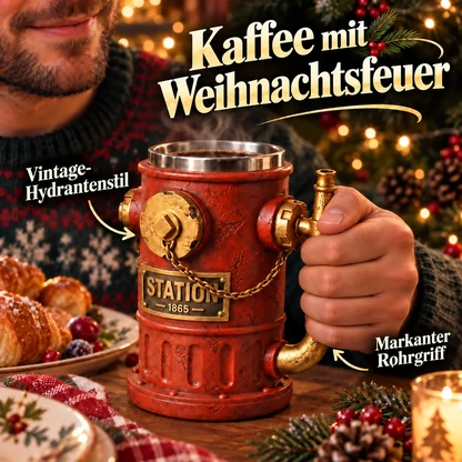 Kaffeetasse im Vintage-Hydrantenstil – Weihnachtsgeschenk
