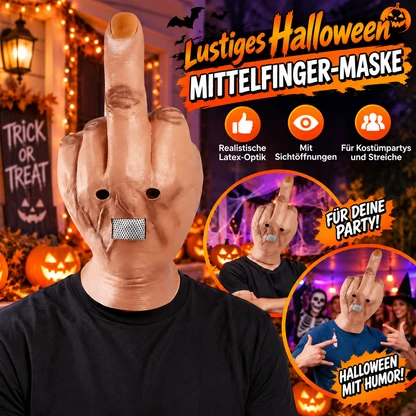 Lustige Halloween-Maske mit Mittelfinger