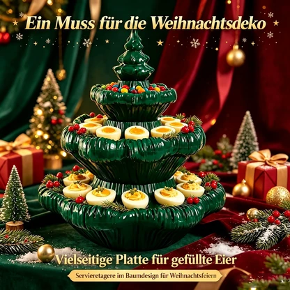 Festliche dreistöckige Weihnachtsbaum-Servierplatte