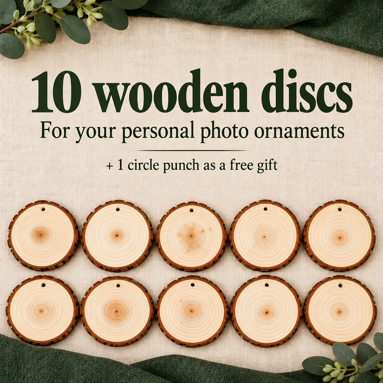 10 wooden discs