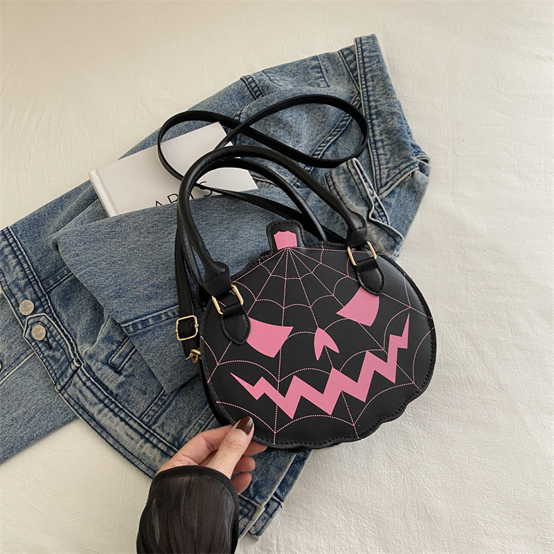Orange Spiderweb Pumpkin Handbag – Halloween Crossbody Purse