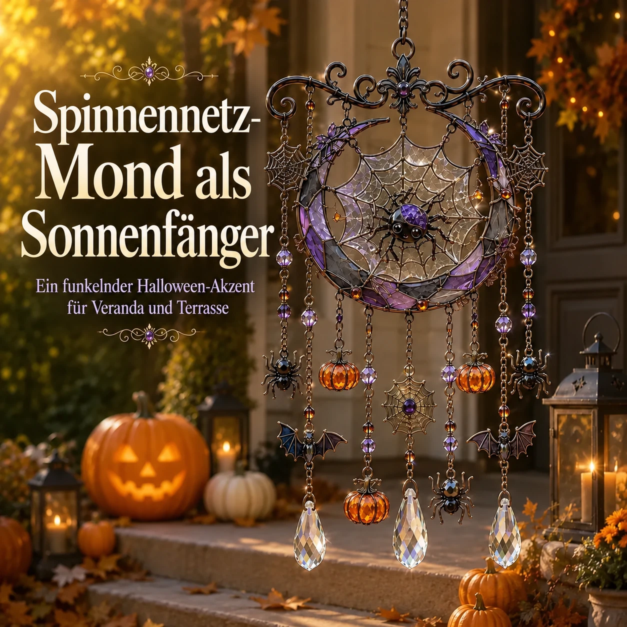 Halloween-Sonnenfänger in Buntglasoptik – hängende Dekoration