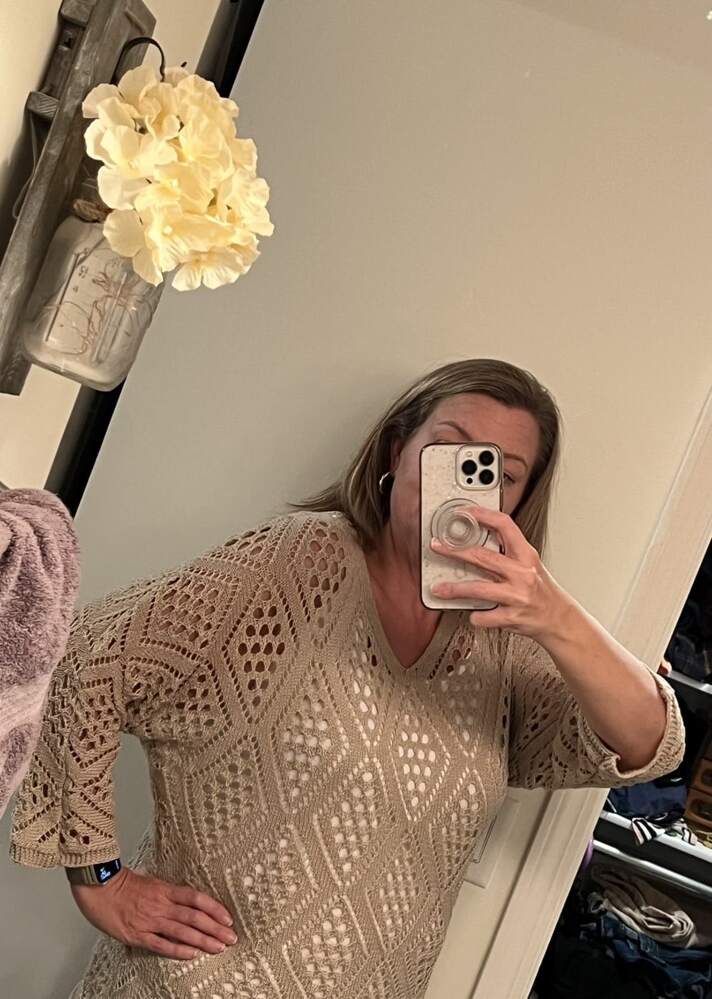 Love this sweater! True to size! Fits good and no smell.
