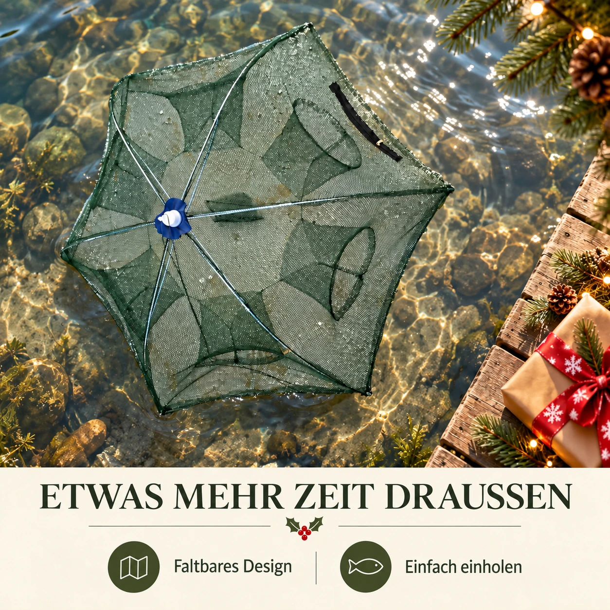 Faltbare Regenschirm-Fischreuse | Varianten mit 6–12 Eingängen
