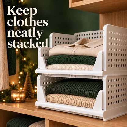 Stackable Open-Front Clothing Storage Baskets