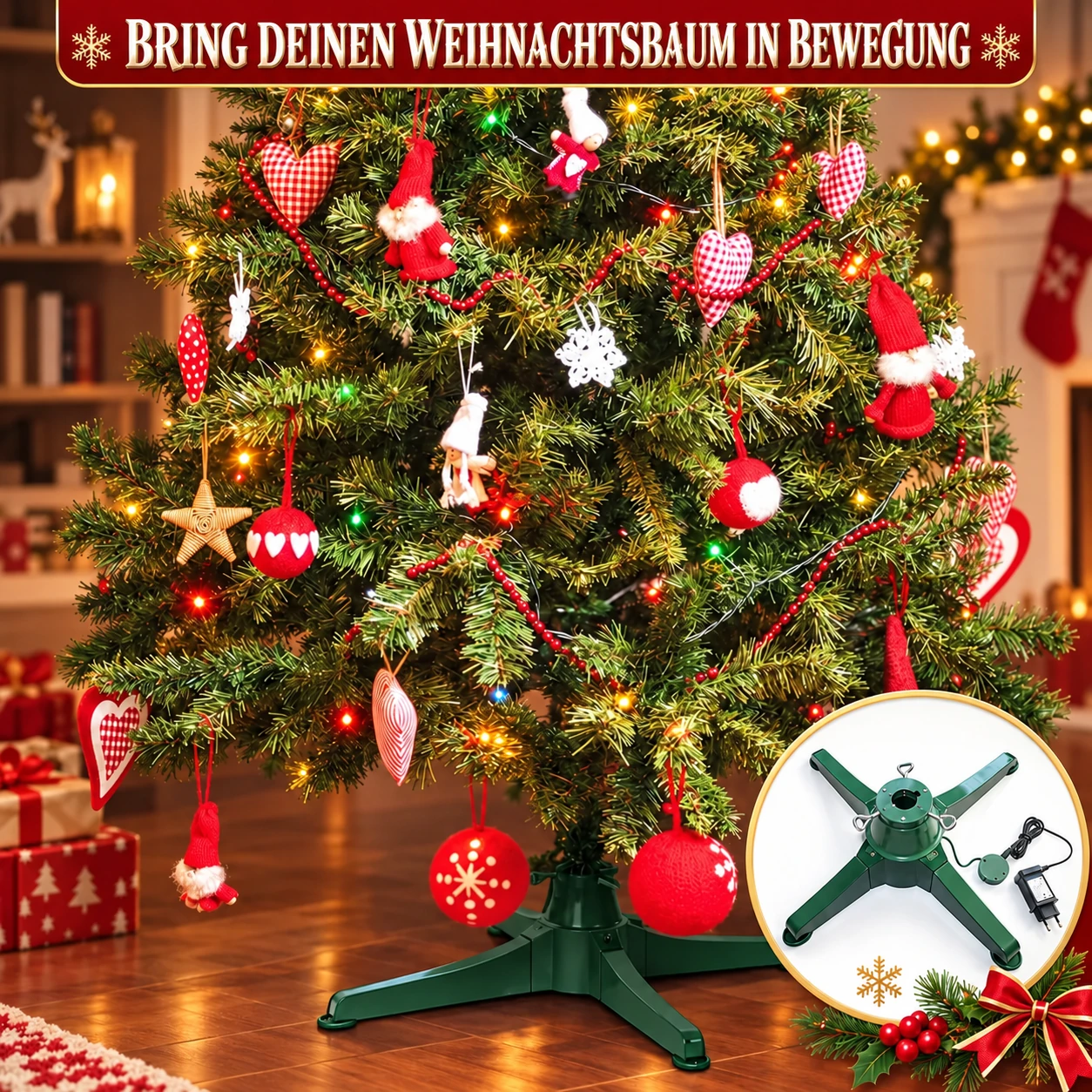 Um 360° drehbarer Weihnachtsbaumständer