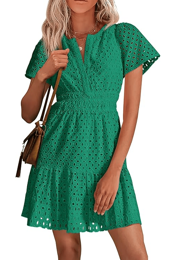 Women’s Summer V-Neck Lace Mini Dress (Buy 2 Free Shipping)