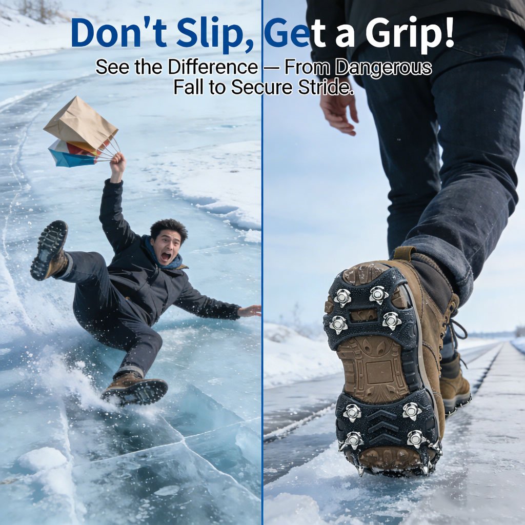 Slip-on ice traction cleats for winter footwear