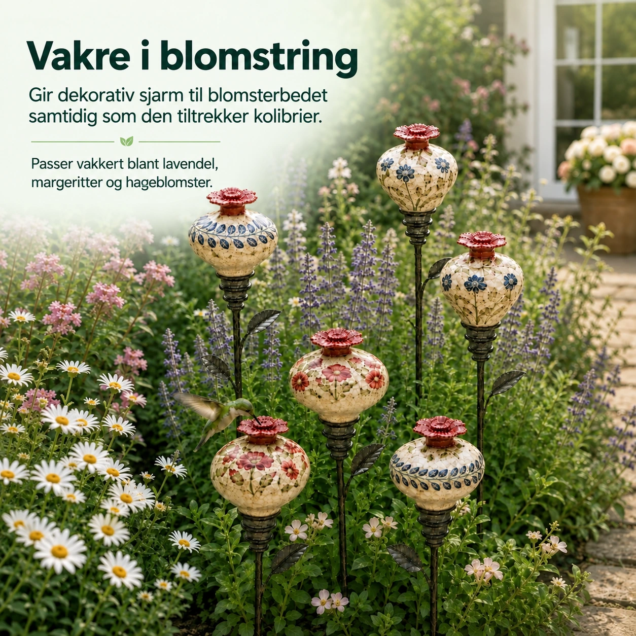 Keramikkmater som hagedekor