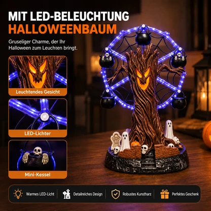 Animierte Halloween-Tischdekoration mit Spukbaum und Riesenrad