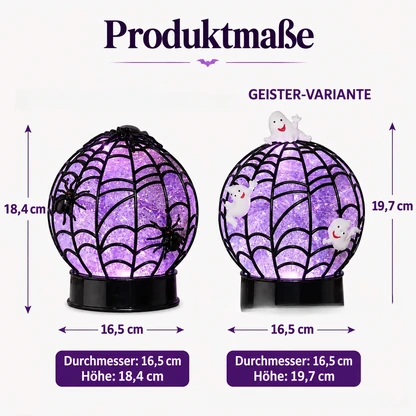 Halloween-Kugelleuchte mit wirbelndem Glitzer und Geistern oder Spinnen