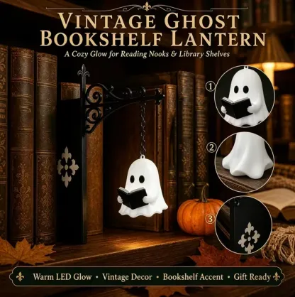 Enchanted Bookshelf Insert Light – Vintage Lantern or Reading Ghost