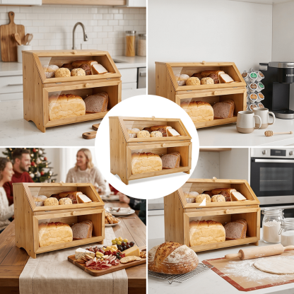 🍞 Double-Layer Bamboo Bread Box – Keep Freshness, Elevate Your Kitchen 🌿✨