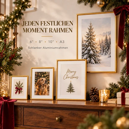 Aluminium-Bilderrahmen für die Weihnachts-Bilderwand – Titangold
