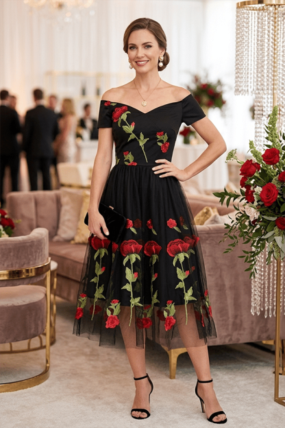 Women’s Vintage Rose Embroidered A-Line Midi Dress(Buy 2 Free Shipping)