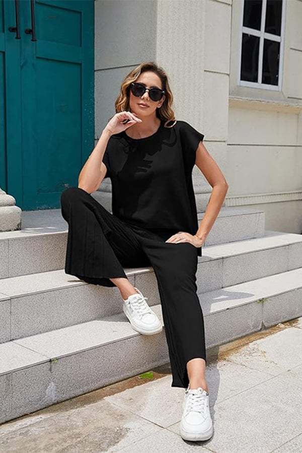 Women’s Knit Two-Piece Top & Wide-Leg Pants Set(Buy 2 Free Shipping)