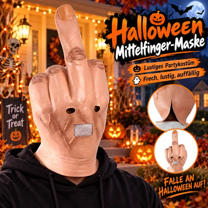 Lustige Halloween-Maske mit Mittelfinger
