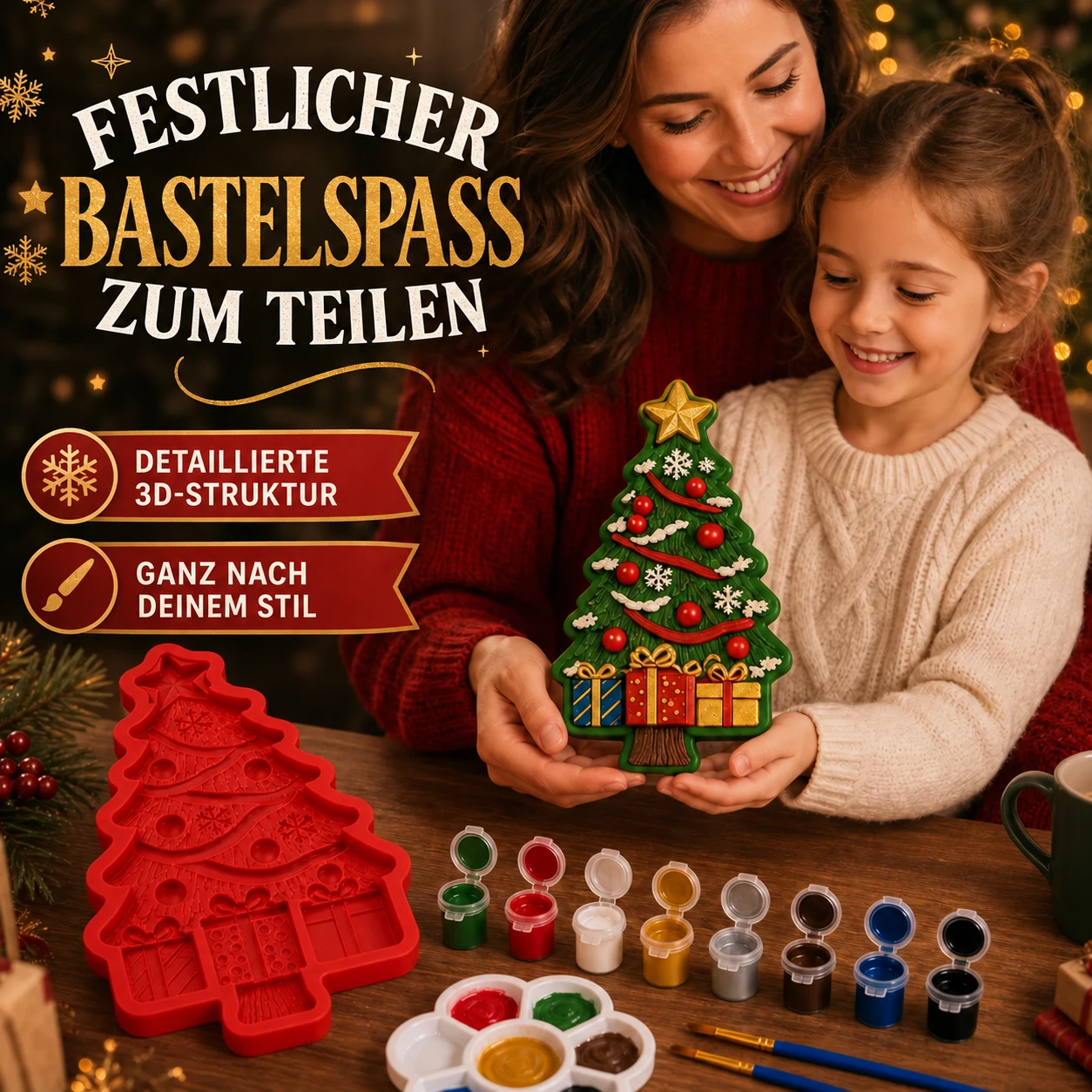 Weihnachtsbaum-Silikonform für selbst bemalte Weihnachtsbasteleien