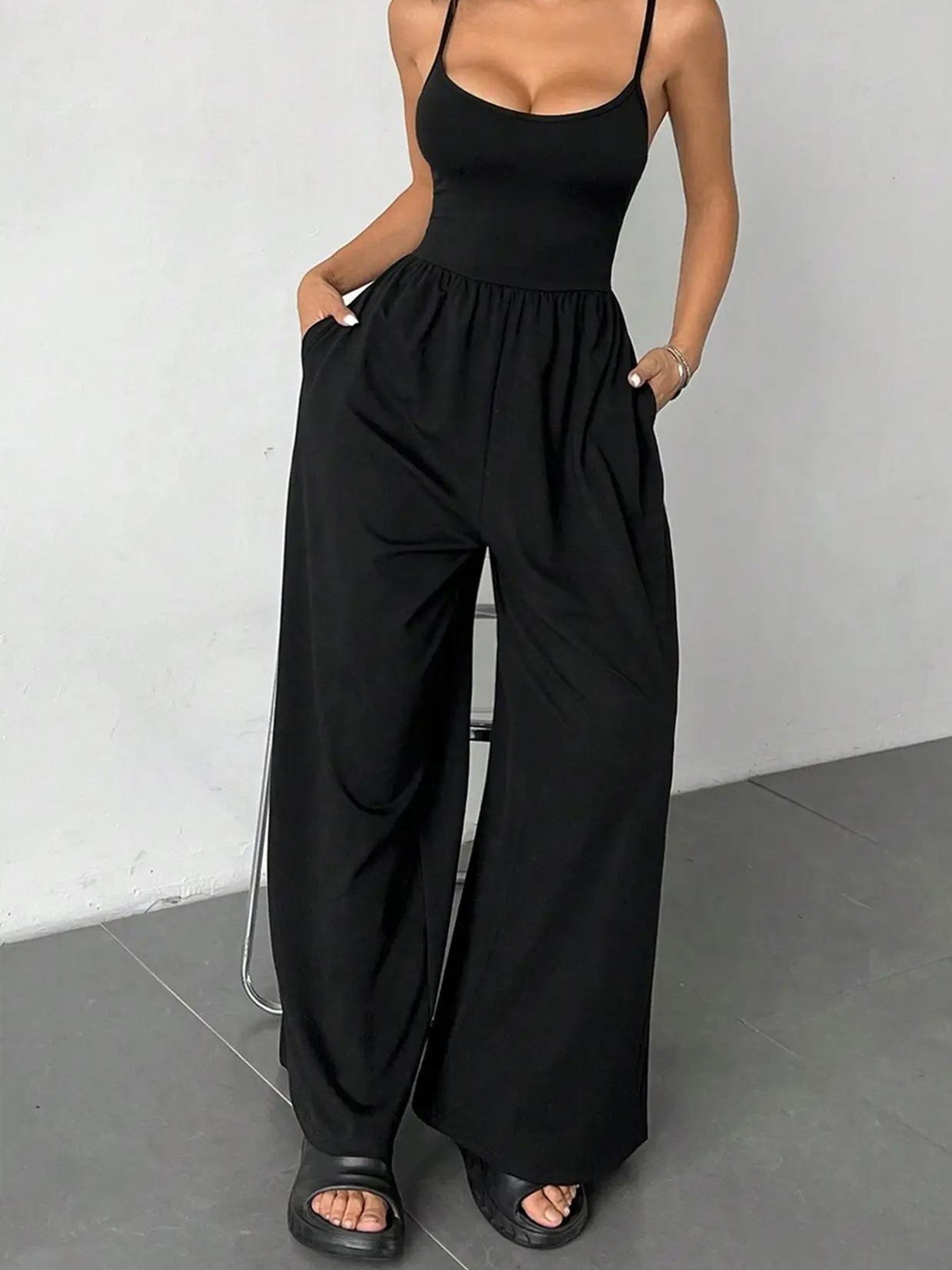 ✨ Spaghetti Strap Wide-Leg Jumpsuit with Pockets(Spring/Summer)(Buy 2 Free Shipping)