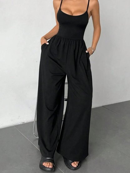 ✨ Spaghetti Strap Wide-Leg Jumpsuit with Pockets(Spring/Summer)(Buy 2 Free Shipping)