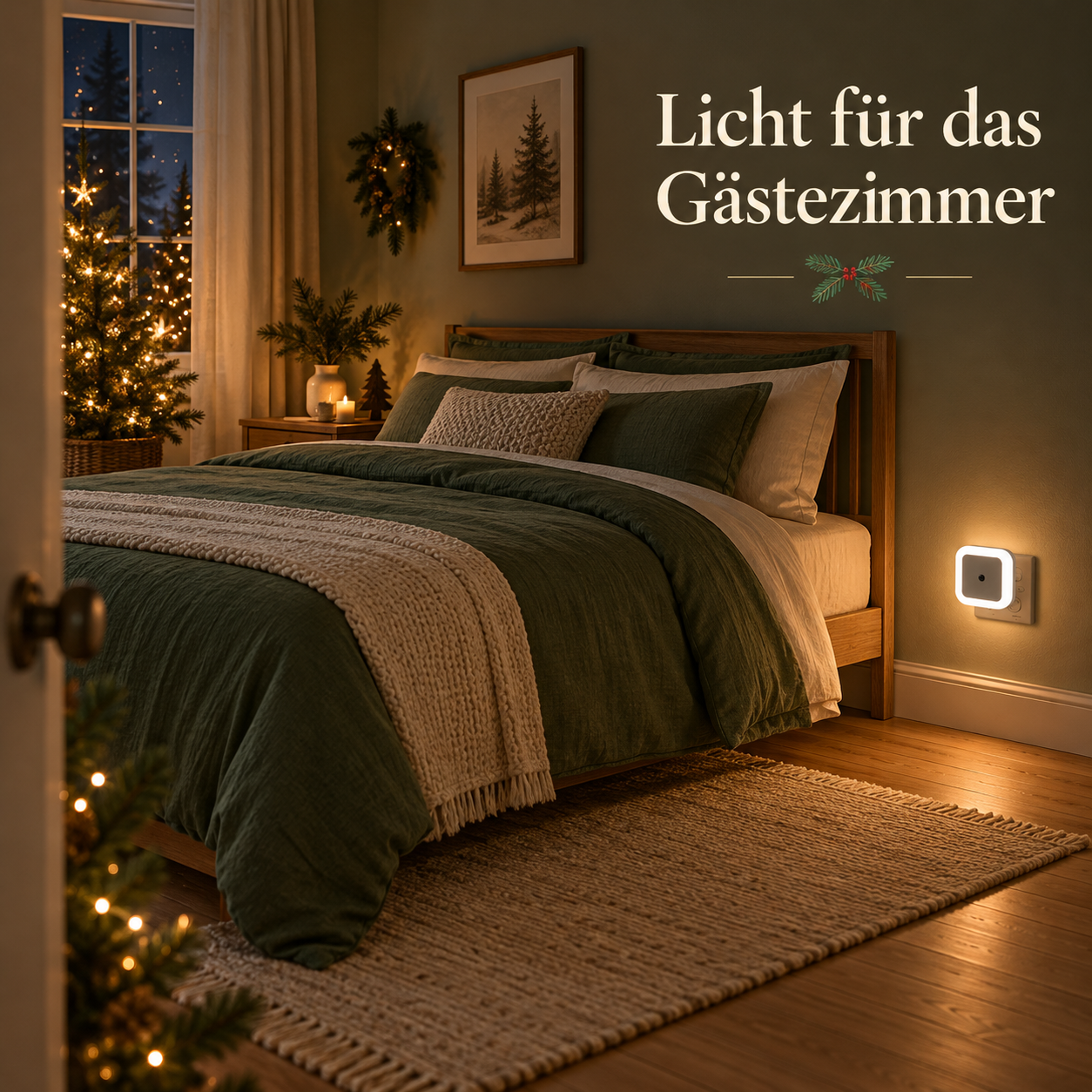 Weißes lichtgesteuertes Nachtlicht: Im Gästezimmer