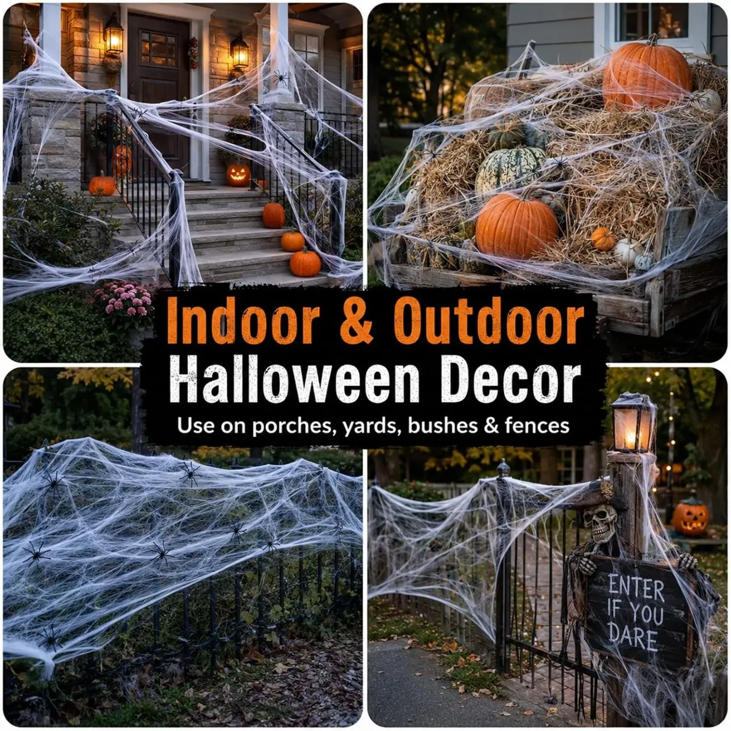 Stretchable Halloween Spider Web Decoration Set
