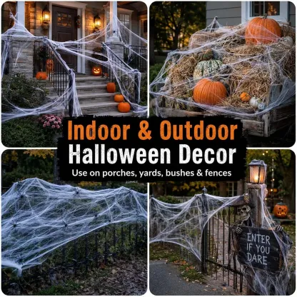 Stretchable Halloween Spider Web Decoration Set