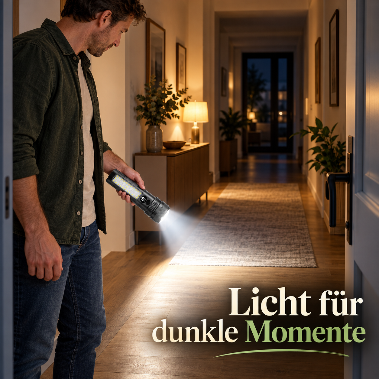Taschenlampe als zusätzliche Beleuchtung im Flur