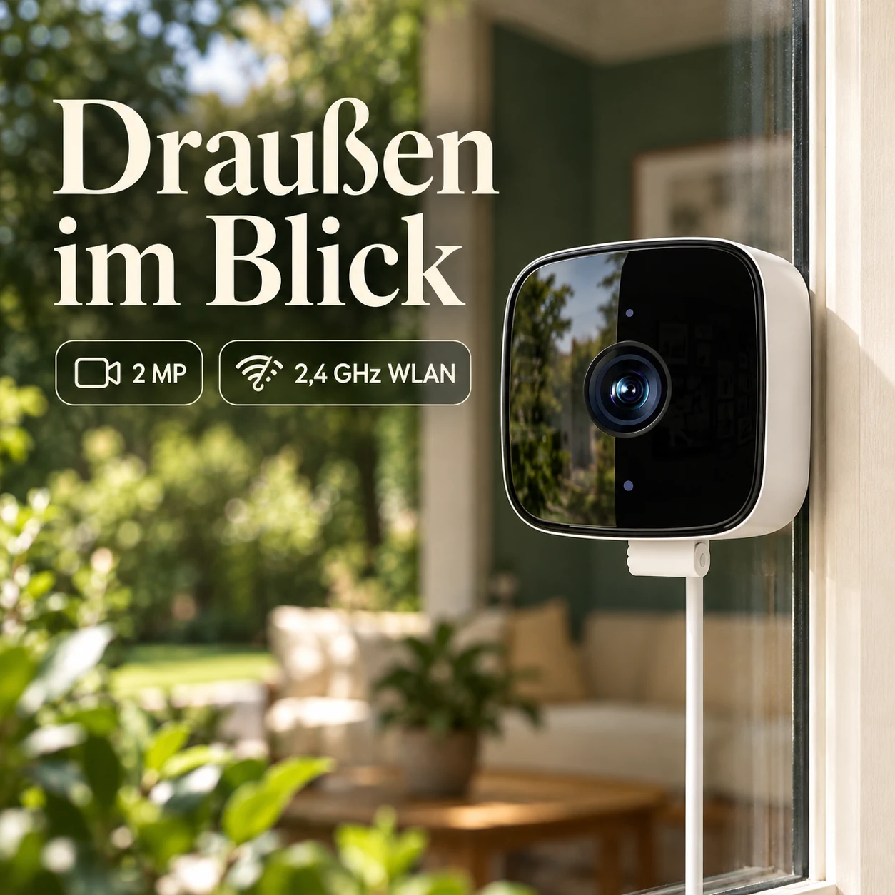 2-MP-WLAN-Fensterkamera mit EU-Netzteil