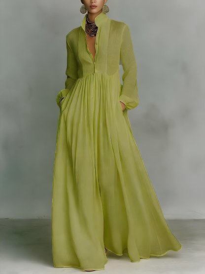 Elegant Linen Blend Maxi Dress with Pockets(Buy 2 Free Shipping)