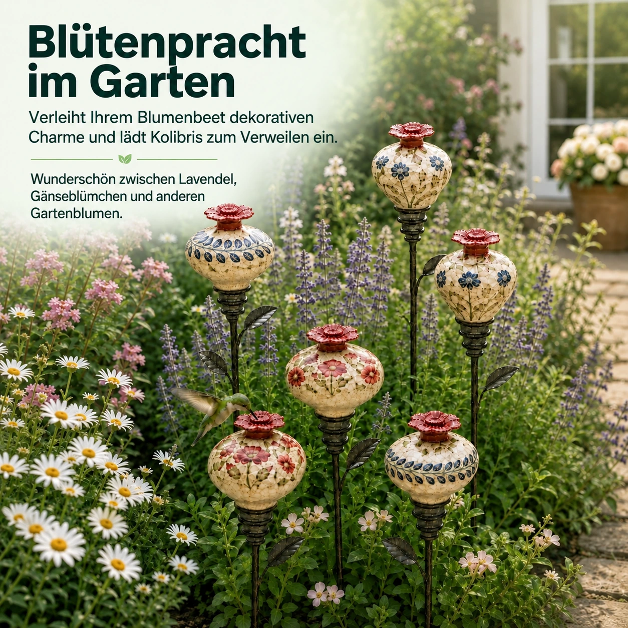 Keramik-Futterstelle als Gartendeko