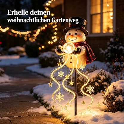 Solar-Weihnachtsgartenlicht mit Schneemann und magischem Fontäneneffekt
