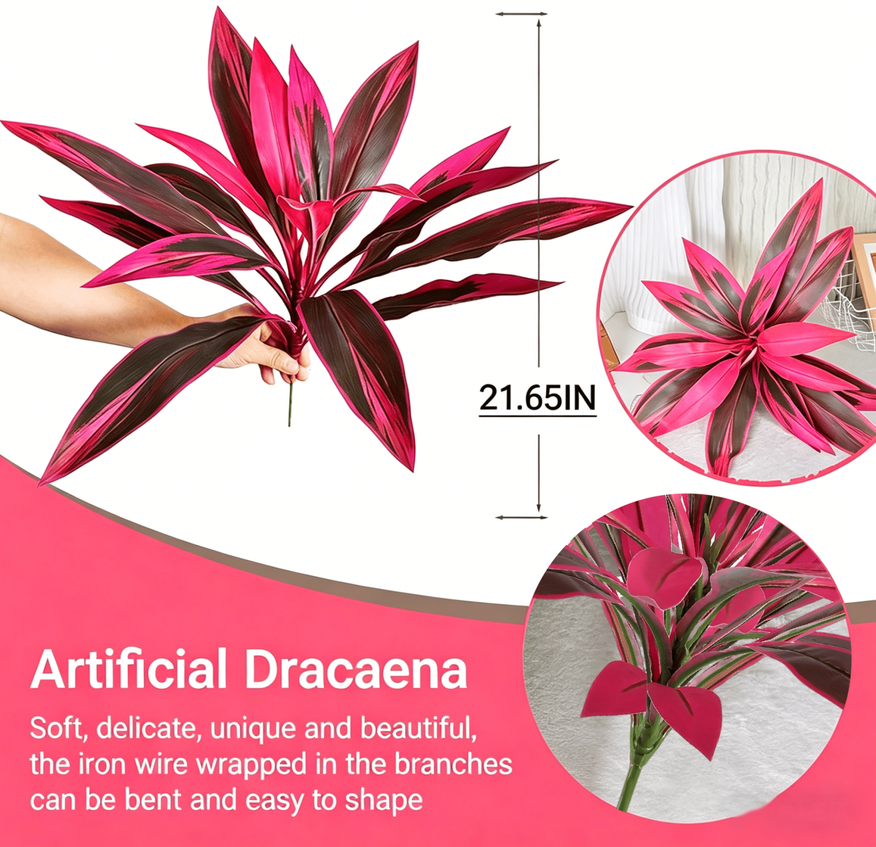 🌿 Artificial Dracaena Plant – Lifelike Indoor Greenery Decor (22 Inch)