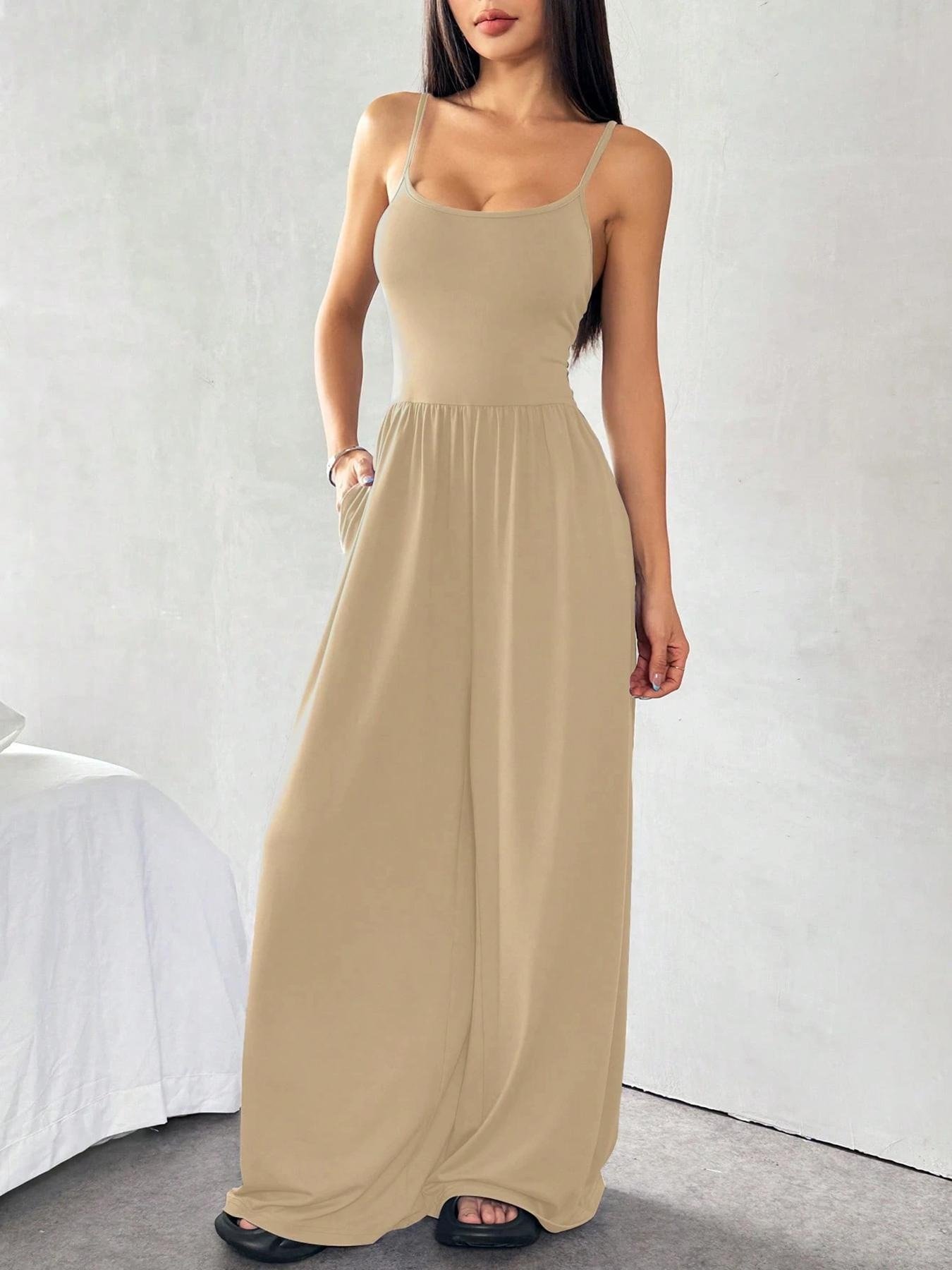 ✨ Spaghetti Strap Wide-Leg Jumpsuit with Pockets(Spring/Summer)(Buy 2 Free Shipping)