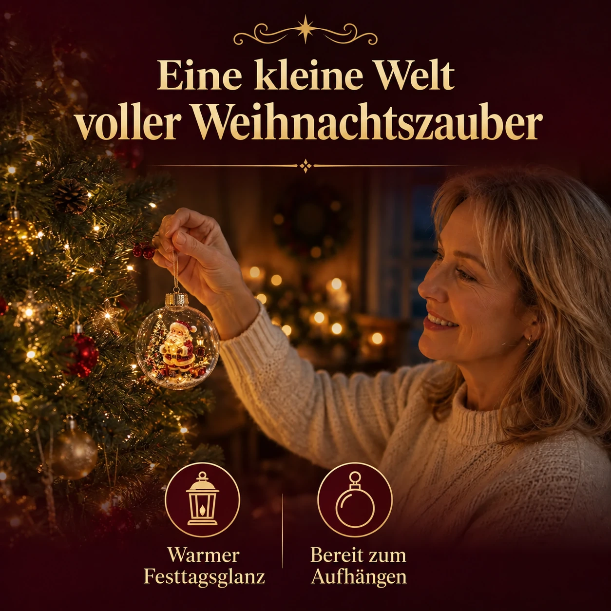 Leuchtender Weihnachts-Diorama-Anhänger – eine kleine Weihnachtswelt