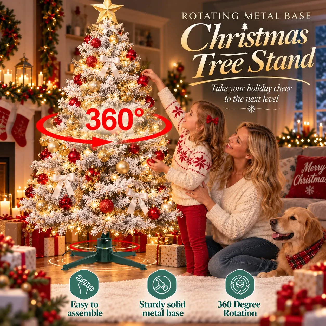 Juletræsfod med 360° rotation