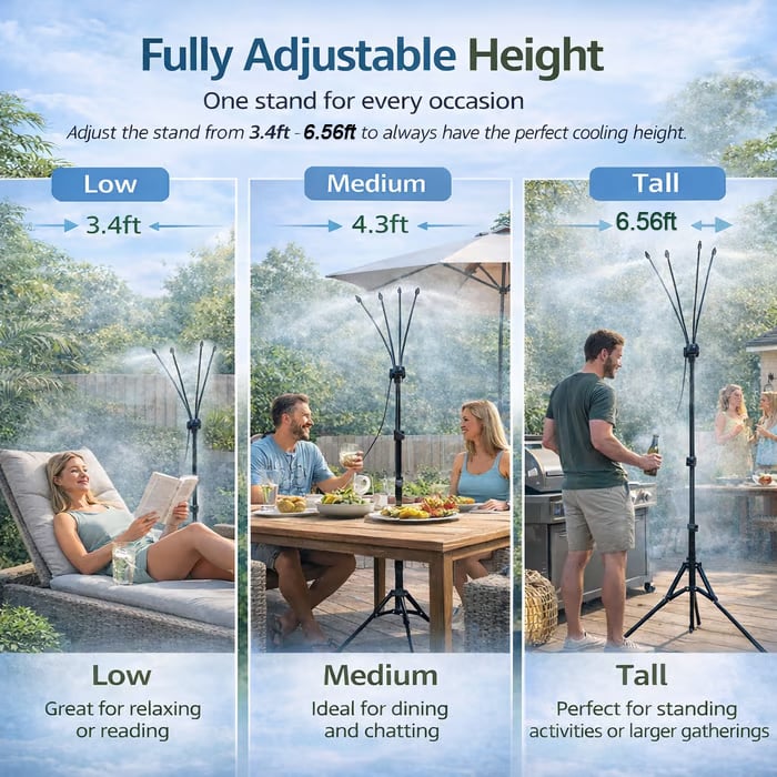 🌡 Portable Misting System – Cool Down 20°F Anytime, Anywhere 💧