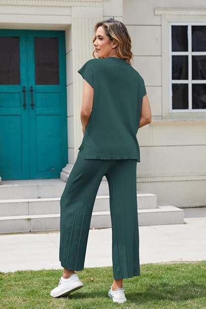 Women’s Knit Two-Piece Top & Wide-Leg Pants Set(Buy 2 Free Shipping)