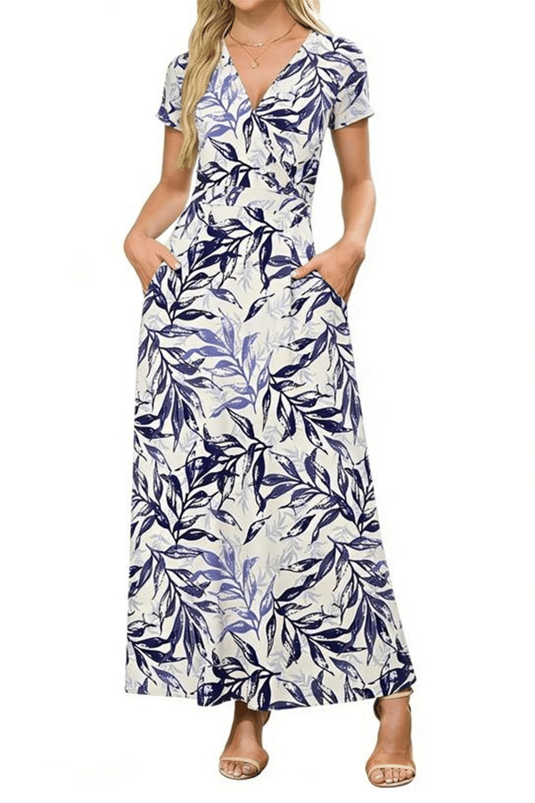 V-Neck Maxi Dress — Elegant, Waist-Defining, Comfortable, and Casual Summer Long Dress