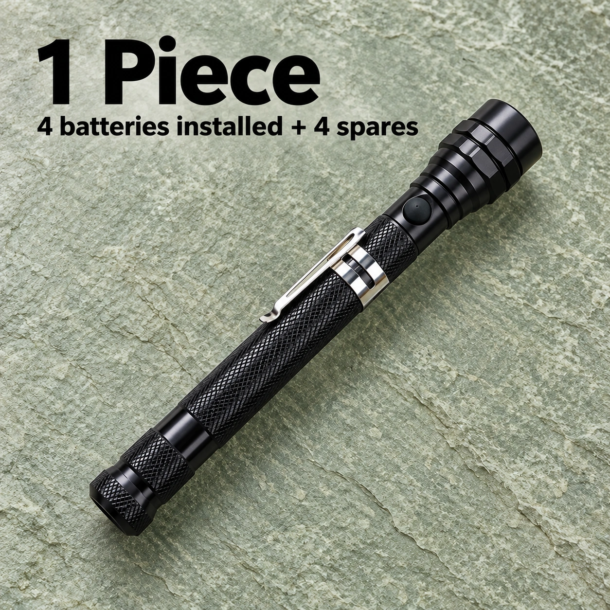 A black magnetic flashlight with the shaft retracted.