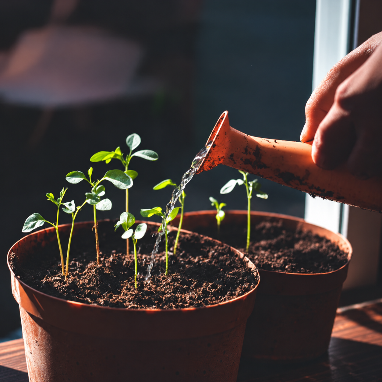 Young plants being cared for – planting example