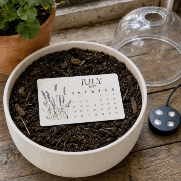 Animated planting example: seed paper in soil and subsequent growth