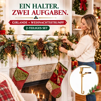 Verstellbare Kaminsims-Halter für Girlanden &amp; Weihnachtsstrümpfe – 2er-Set
