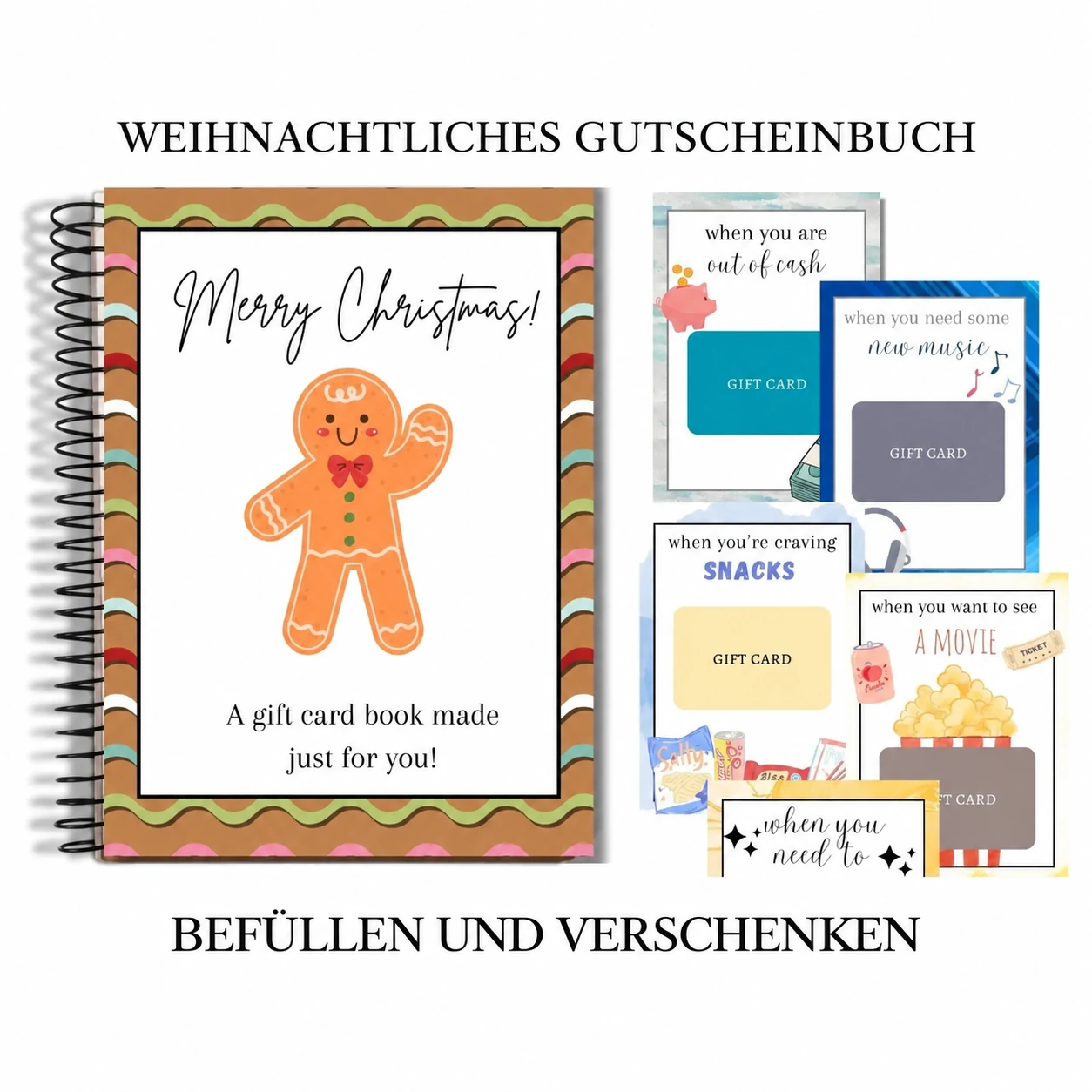 Weihnachtliches Geschenkkartenbuch voller fröhlicher Überraschungen