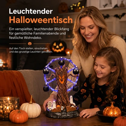 Animierte Halloween-Tischdekoration mit Spukbaum und Riesenrad