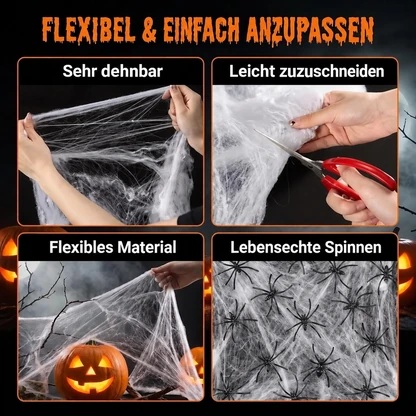 Dehnbares Halloween-Spinnennetz-Dekorationsset