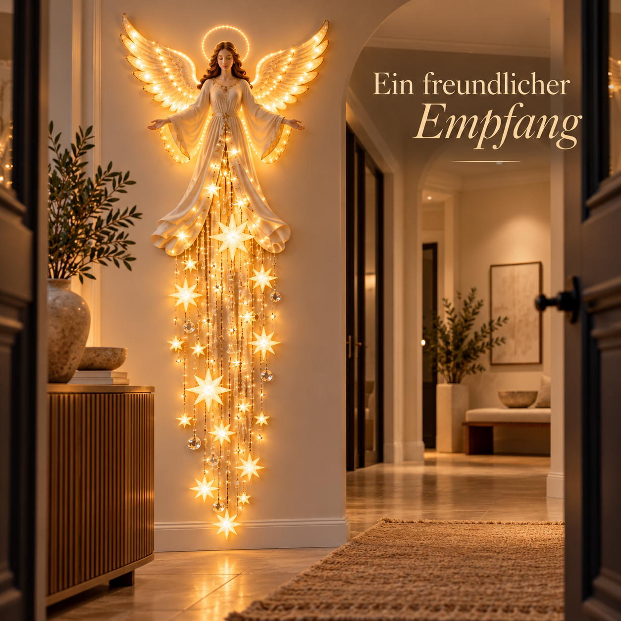 Engel-Wandleuchte als Gestaltungsidee: Ein einladender Eingangsbereich